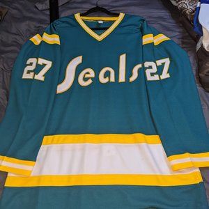 1974 California Golden Seals #27 Gilles Meloche Jersey In Great Cond. size 3XL